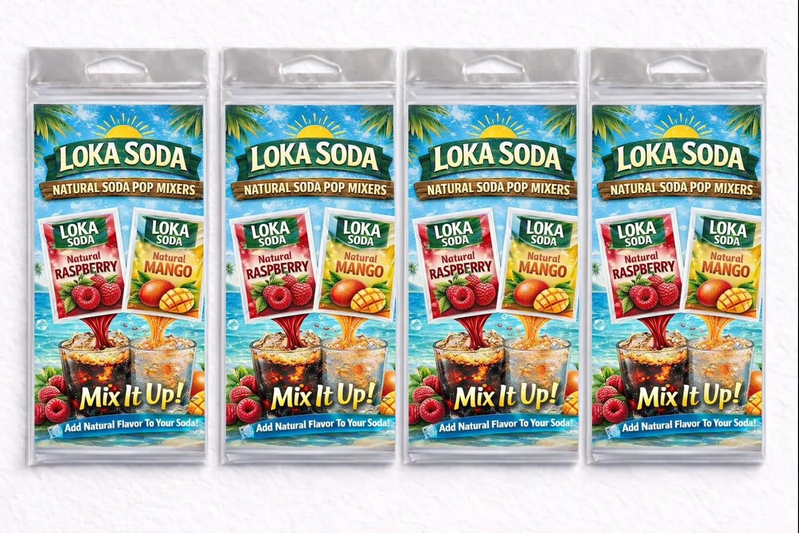 Loka Soda Natural Fruit Soda Mixers Mango Raspberry Pack